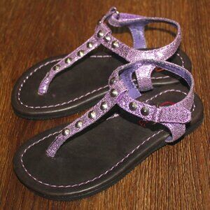 New Toddler Girls Candie's Metallic Purple T-Strap Studded Sandals Shoes size 7